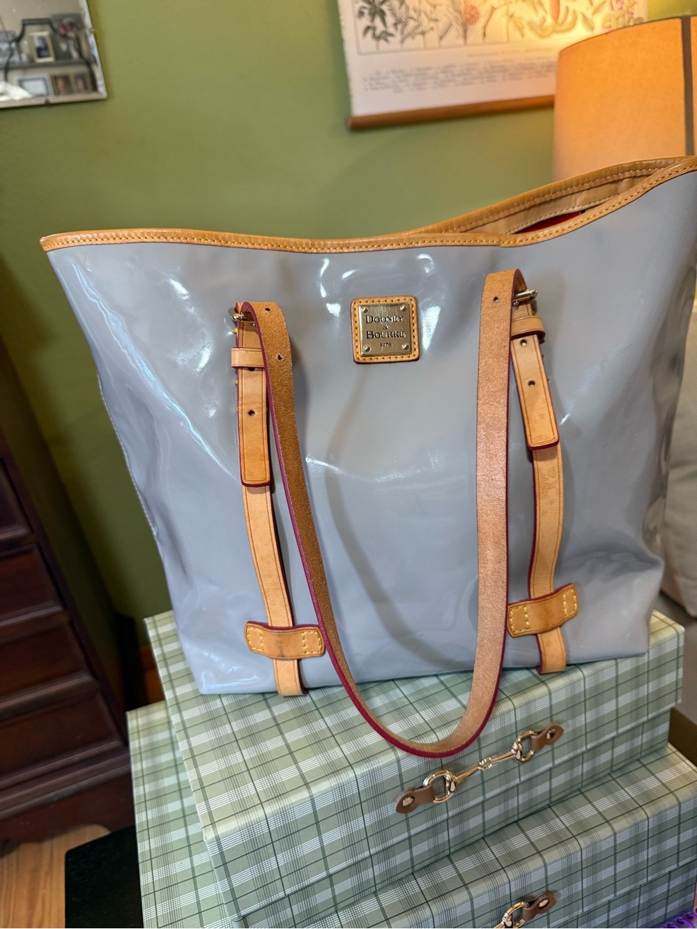 Dooney & Bourke Gray Patent Leather Tote